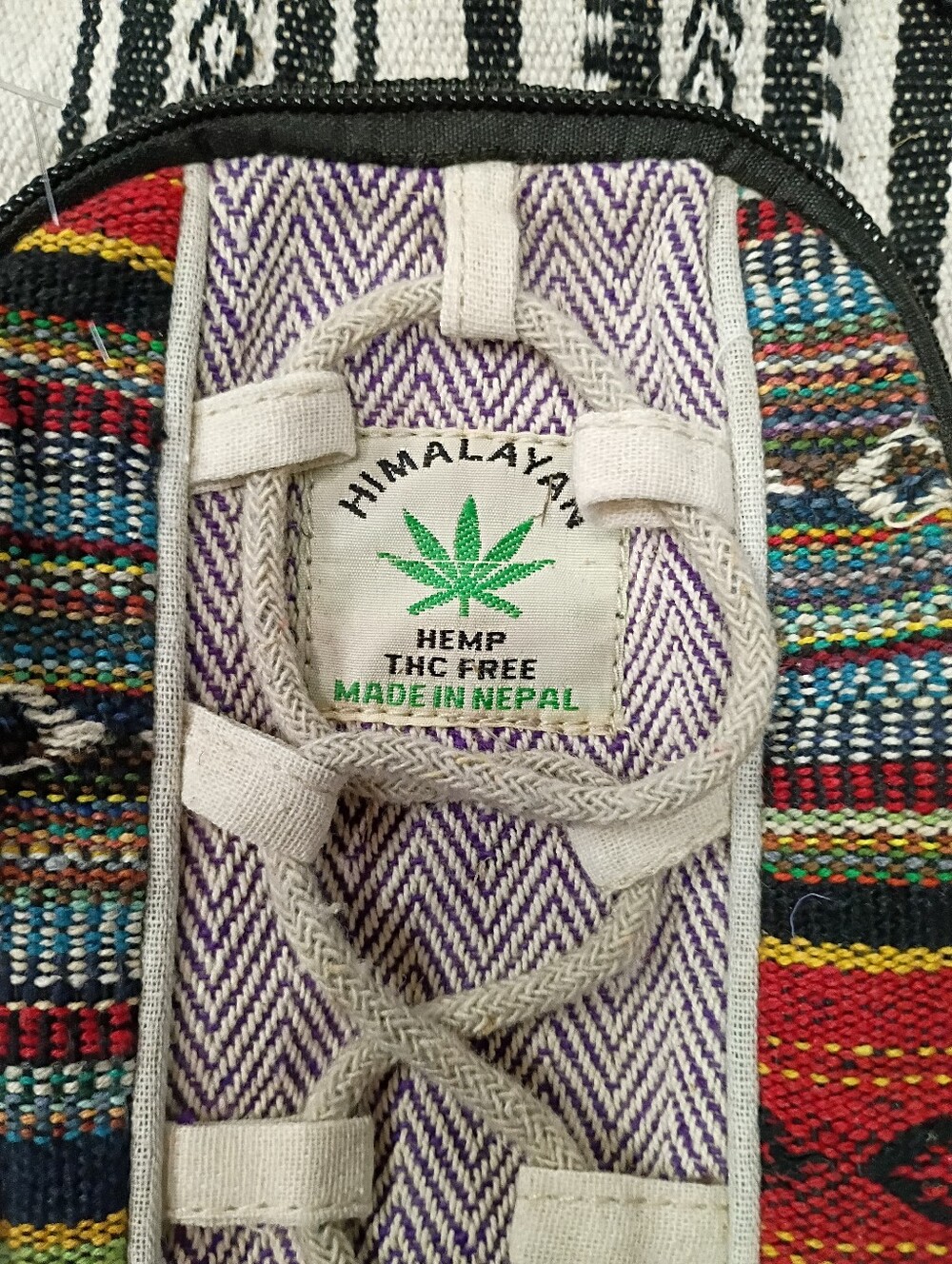 NWOT Himalayan Hemp Striped MiniBackpack with Colorful Panels - Picture 6 of 7